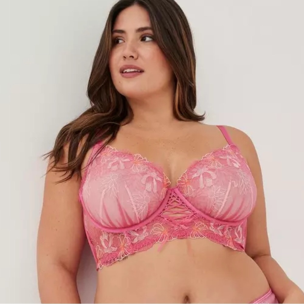 Torrid Pink Underwire Bra with Lace Detailing